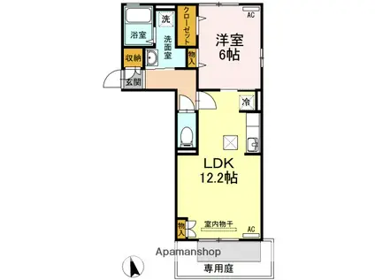 クローバーコートⅡ(1LDK/1階)の間取り写真