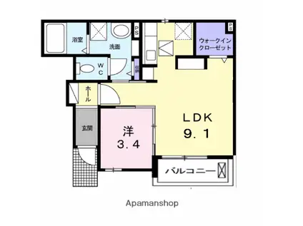 ラルーチェ(1LDK/1階)の間取り写真