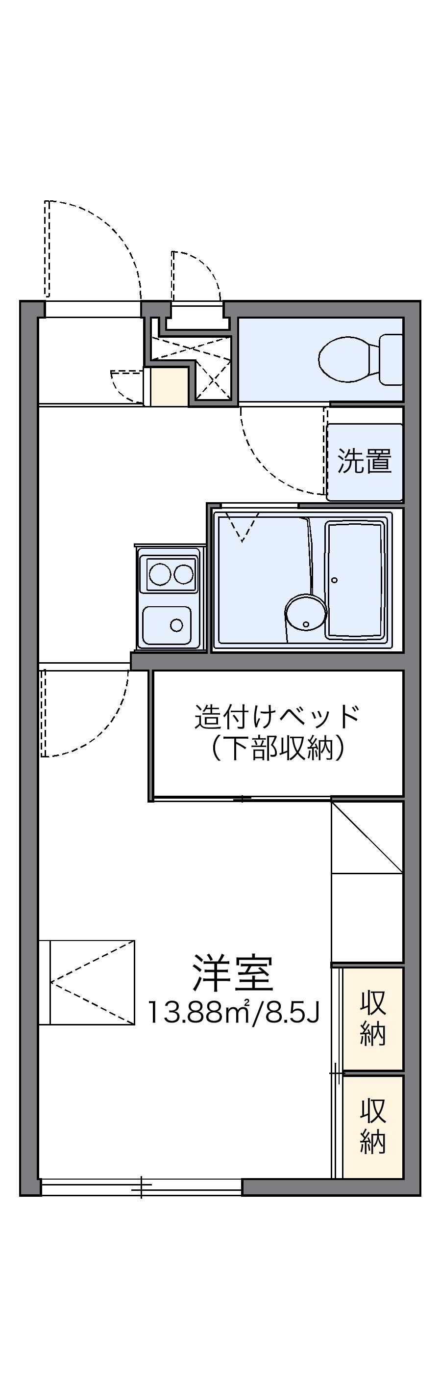レオパレスメゾン福生(1K/2階)の間取り写真