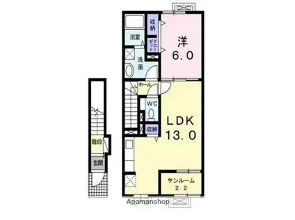 デイジー ベル(1LDK/2階)の間取り写真