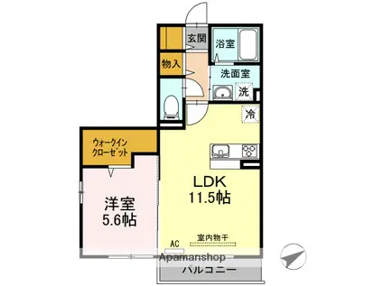 MELCLERE(1LDK/2階)の間取り写真