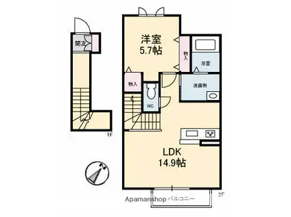 BEL・POSTO(1LDK/2階)の間取り写真
