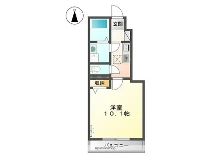 パーシモン(1K/1階)の間取り写真