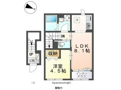 アヴニール(1LDK/2階)の間取り写真