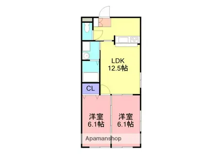 シティメディアⅨ(2LDK/1階)の間取り写真