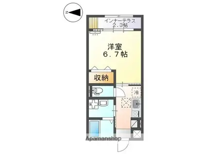 COAST LINE米子東(1K/1階)の間取り写真