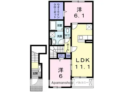 フレーシアⅥ(2LDK/2階)の間取り写真