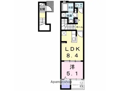 ヒカルサ米子Ⅱ(1LDK/2階)の間取り写真