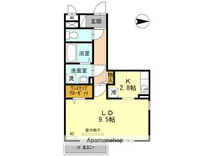 ブランシェ(ワンルーム/3階)の間取り写真