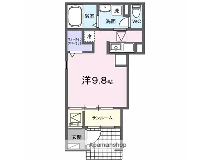 カーサ ルセス A(ワンルーム/1階)の間取り写真