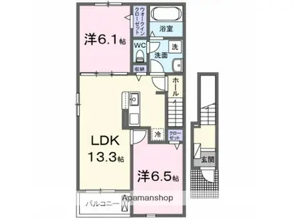 エクセレント・ヴェル Ⅰ(2LDK/2階)の間取り写真