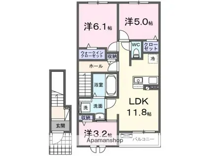 クリュッグ(3LDK/2階)の間取り写真