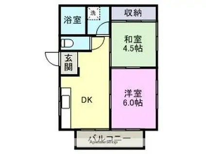 クリーンポートハウス(2DK/2階)の間取り写真