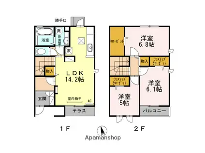 アコルト B棟(3LDK/1階)の間取り写真