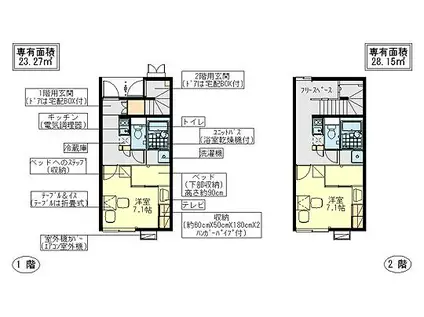レオパレスB ZONE(1K/1階)の間取り写真
