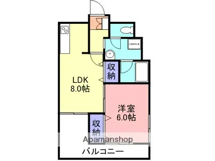 リバーコートB(1LDK/7階)の間取り写真