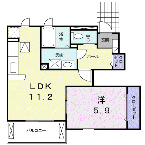 シャルロットⅡ(1LDK/1階)の間取り写真