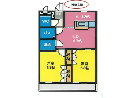 メゾン ドゥ プロヴァンス(2LDK/1階)の間取り写真