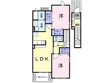 ファンタスティーク(2LDK/2階)の間取り写真