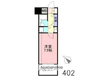 ライオンズマンション米子東町(ワンルーム/4階)の間取り写真