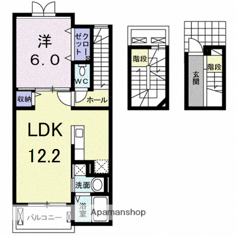 クラウンタワー(1LDK/3階)の間取り写真