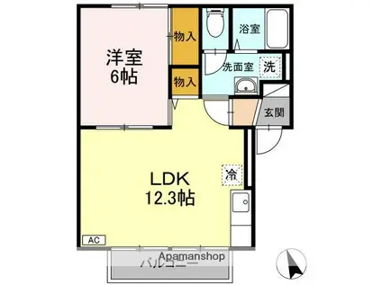 ツインタウンK(1LDK/1階)の間取り写真