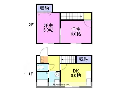 パープル(2DK/1階)の間取り写真