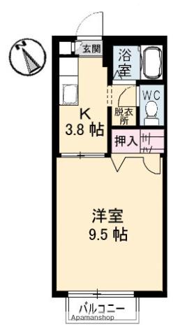 クリスタル(1K/1階)の間取り写真