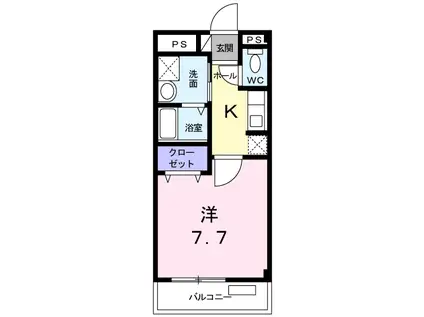 エスポワール宮本(1K/1階)の間取り写真