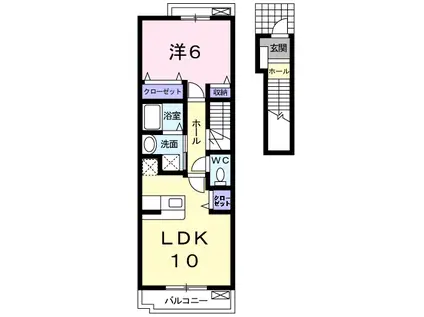 セレニティ(1LDK/2階)の間取り写真