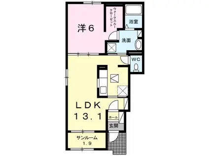 フォルトーナSーⅠ(1LDK/1階)の間取り写真
