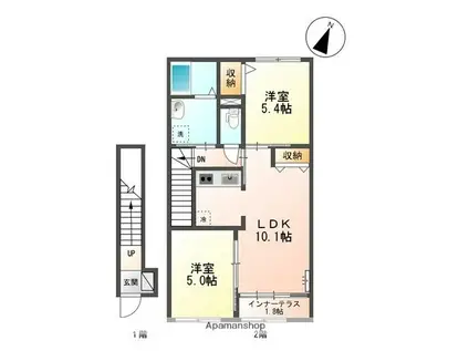 アヴニール(2LDK/2階)の間取り写真