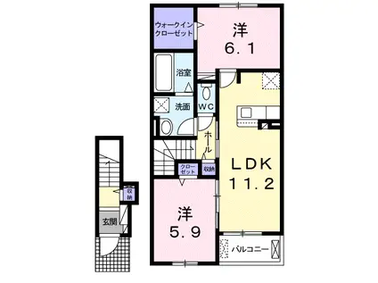 コーポ・エテルナ3(2LDK/2階)の間取り写真