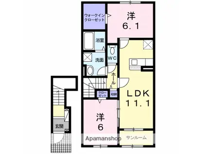 オリエンタル レジデンスⅣ(2LDK/2階)の間取り写真