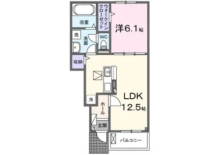 フォルトーナES Ⅱ(1LDK/1階)の間取り写真