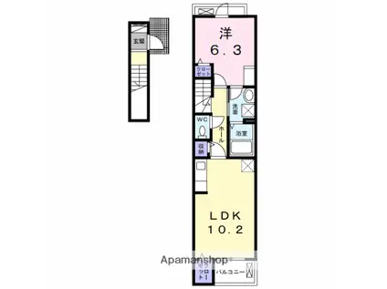 ラ ビエベール A(1LDK/2階)の間取り写真