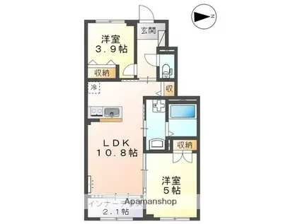 MERVEILLE(2LDK/1階)の間取り写真