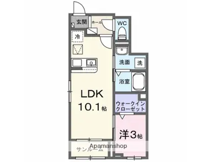 ガーデン(1LDK/1階)の間取り写真