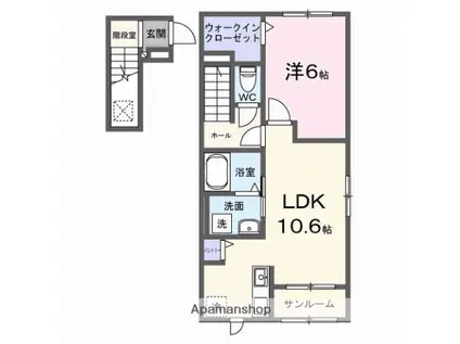 ガーデン(1LDK/2階)の間取り写真