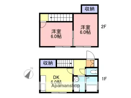 パープル(2DK/1階)の間取り写真
