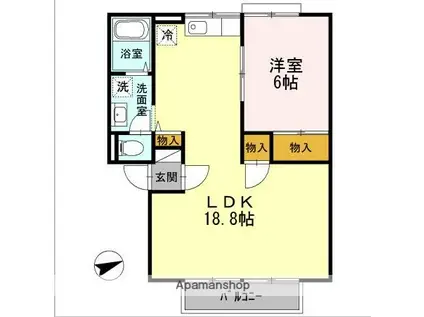 エアフォルクC棟(1LDK/1階)の間取り写真