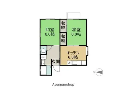 レジデンス門脇(2DK/2階)の間取り写真