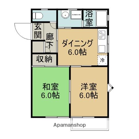 ブロッサム(2DK/1階)の間取り写真
