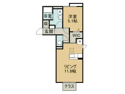 スライヴ(1LDK/1階)の間取り写真