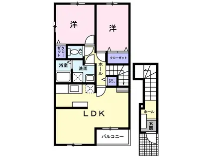 メゾンプラシードA(2LDK/2階)の間取り写真