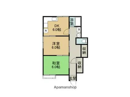 ブルージュⅡ(2DK/1階)の間取り写真