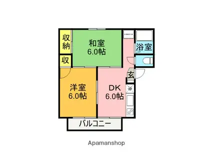 セジュール ハル(2DK/2階)の間取り写真