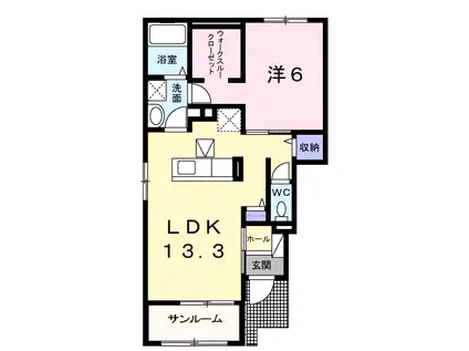 サニー ヒルズA(1LDK/1階)の間取り写真