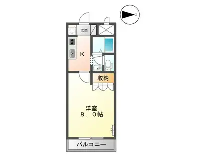 パークサイドしみず(1K/2階)の間取り写真