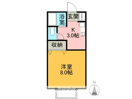 シャルム西津田Ⅱ(1K/2階)の間取り写真